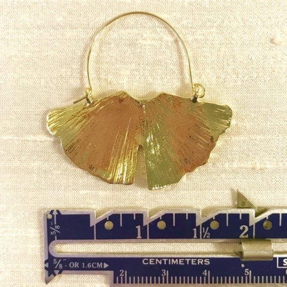 Anthropologie Golden Leaf Earrings - Picture 5 of 7